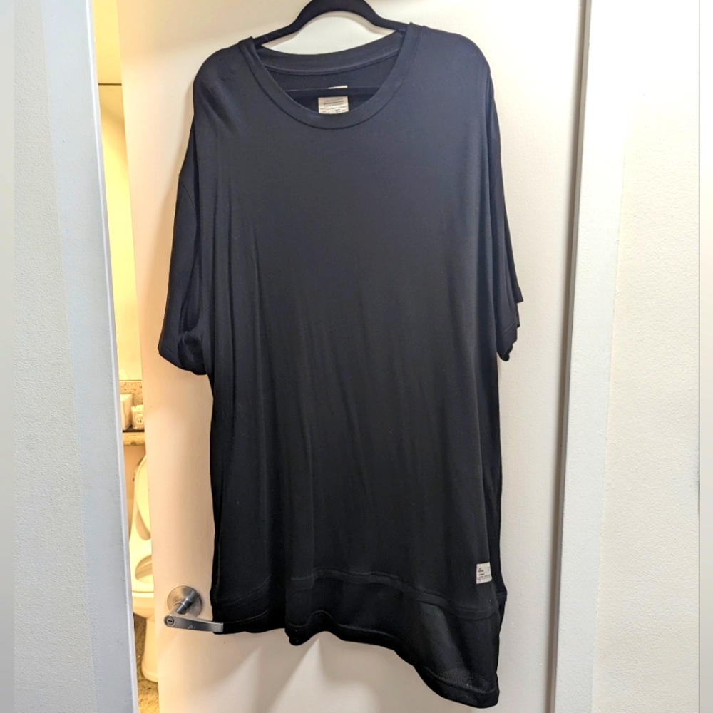 MEGA OVERSIZED Black T-Shirt Dress with Mesh Detail from Fairplay - Sz L